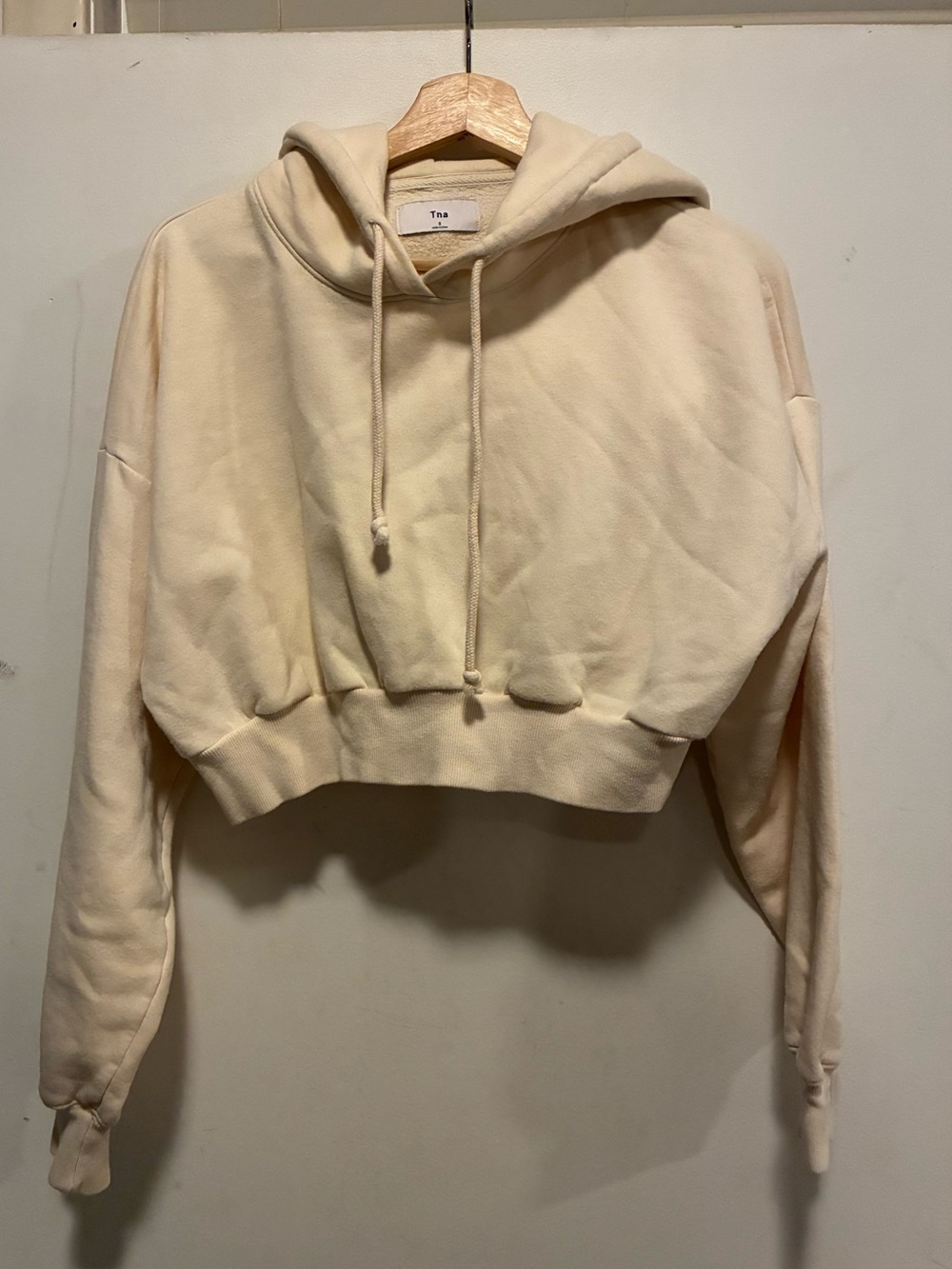 TNA Cropped Hoodie in Cream